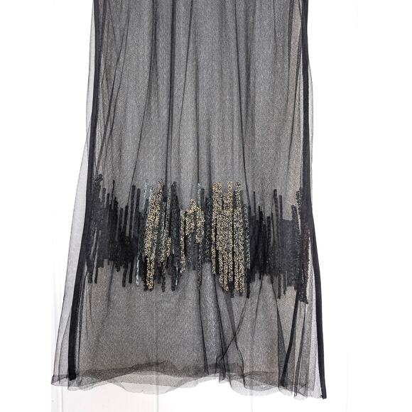 Maiyet Black Sheer Beaded Embellished Overlay Evening Dress - Size 36 (US 4) - Picture 10 of 11